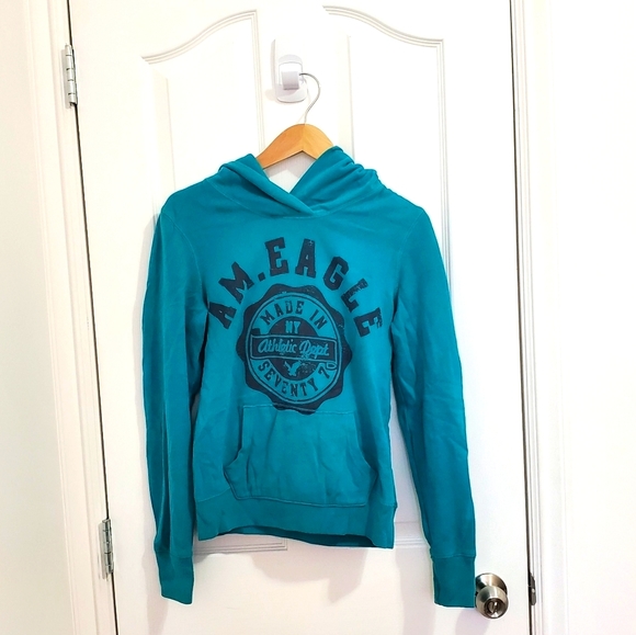 American Eagle Outfitters Tops - ⬇️American Eagle Teal Graphic Hoodie